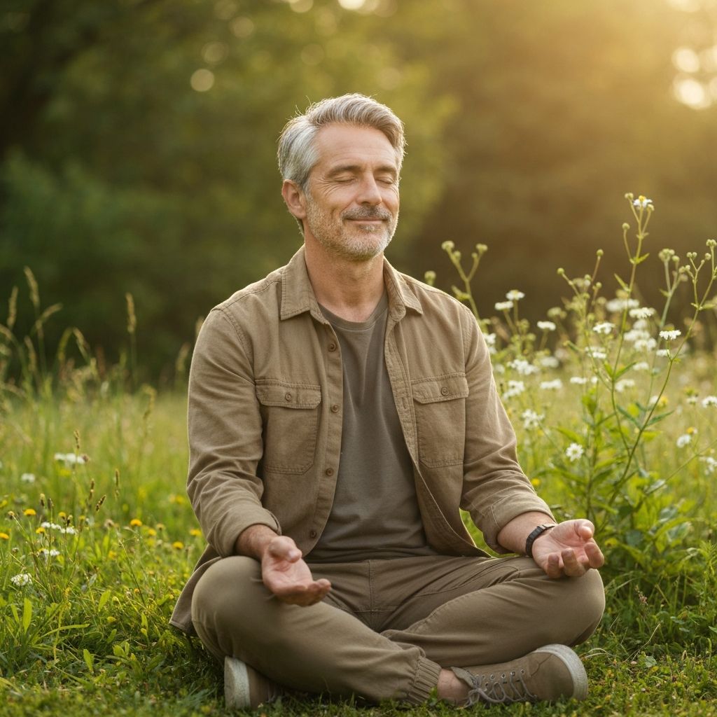 Man in contemplative outdoor setting